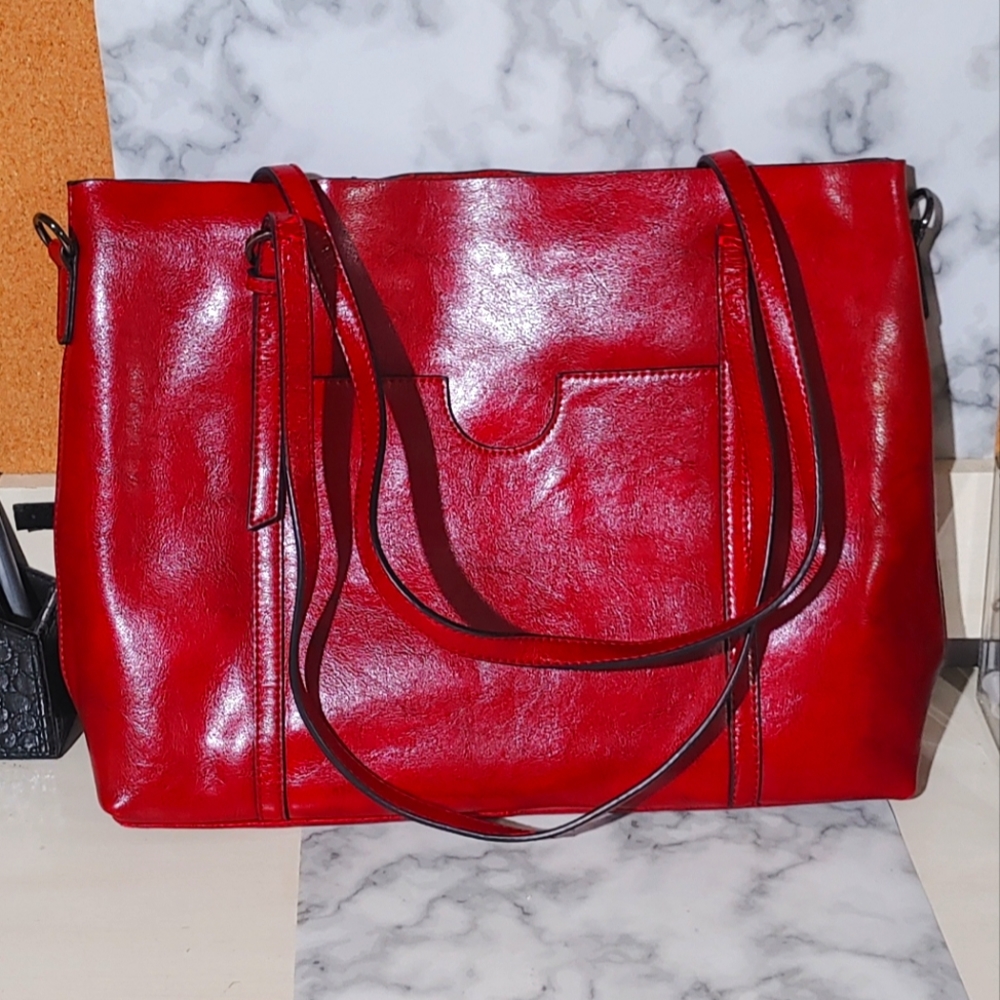 S-Zone Leather Tote Bag